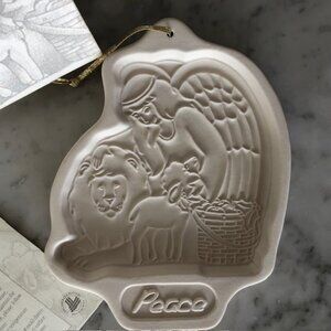 LONGABERGER 1993 Peace Angel Series Pottery Cookie Mold & Recipe Card IOB